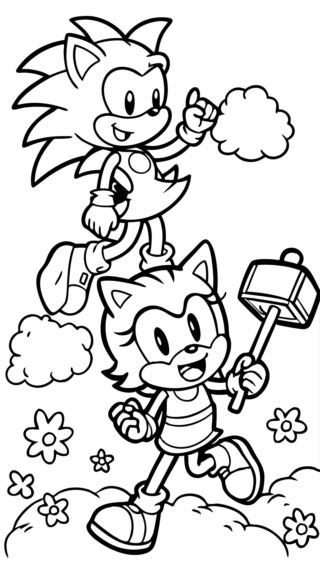 Páginas para colorear de Amy y Sonic